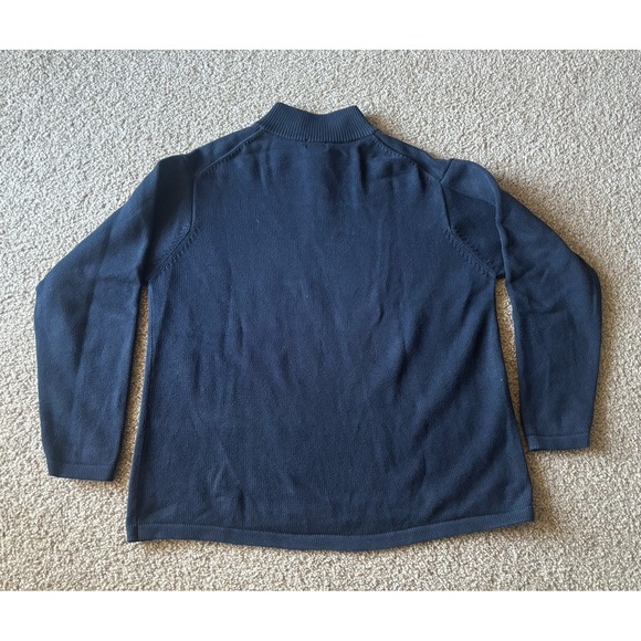 LL Bean Mens XL Tall Navy Blue 1/4 Zip Pullover Sweater Navy Blue Chunky - Picture 8 of 8